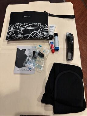 AA Airlines STATE Black Wristlet Pouch with White Map Print